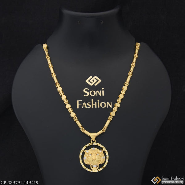 1 Gram Gold Plated Tiger Popular Design Chain Pendant Combo for Men (CP-B791-B419)