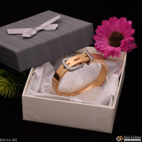 Stylish Design Best Quality Gold Plated Stainless Steel Kada With Belt Lock - Style A302