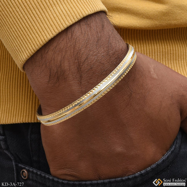 Superior Quality Unique Design Golden & Silver Color Kada For Men - Style A727