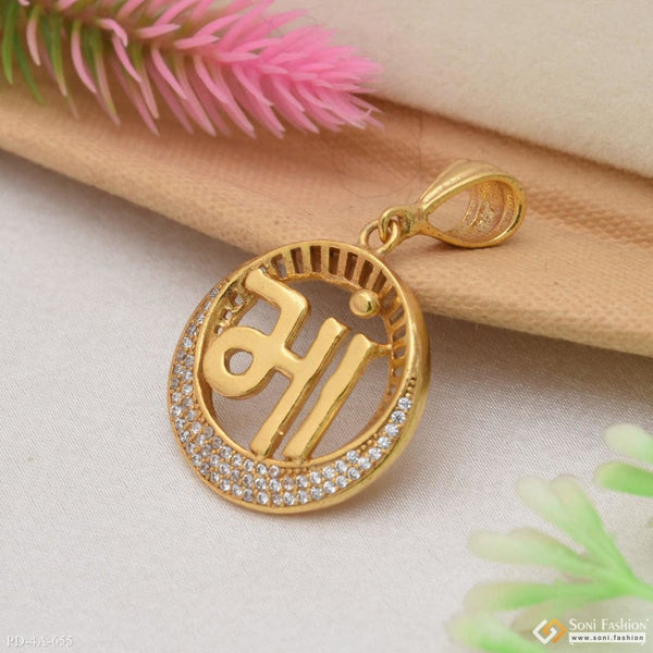 Maa Emboss Gold Plated with Diamond Pendant for Men - Style A655