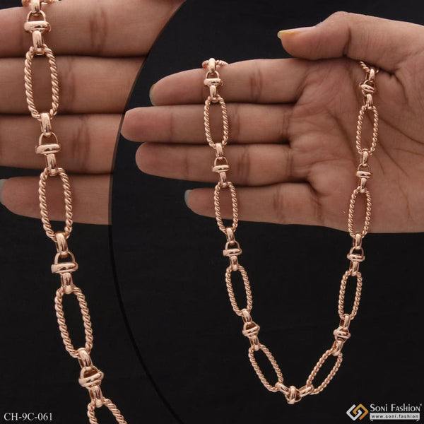 Owal Shape Linked Best Quality Durable Design Rose Gold Chain for Men - Style C061