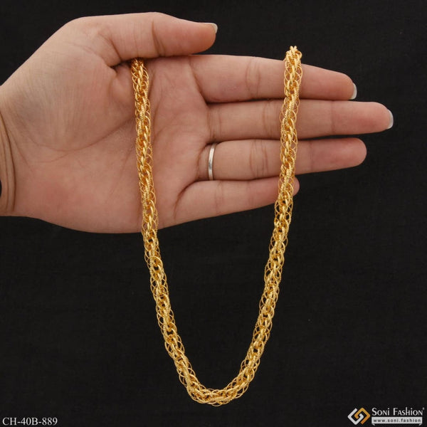 1 Gram Gold Plated Rassa Cool Design Superior Quality Chain For Men - Style B889