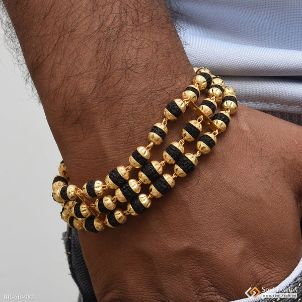 3 Line Superior Quality Gorgeous Design Gold Plated Bracelet for Men - Style B982