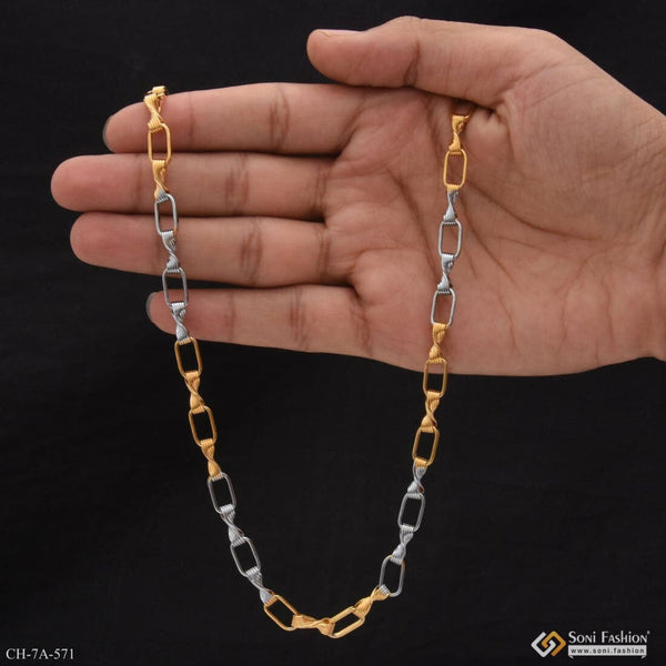 Hip-hop Chain with Rings in Golden & Silver Dual Color - Style A571