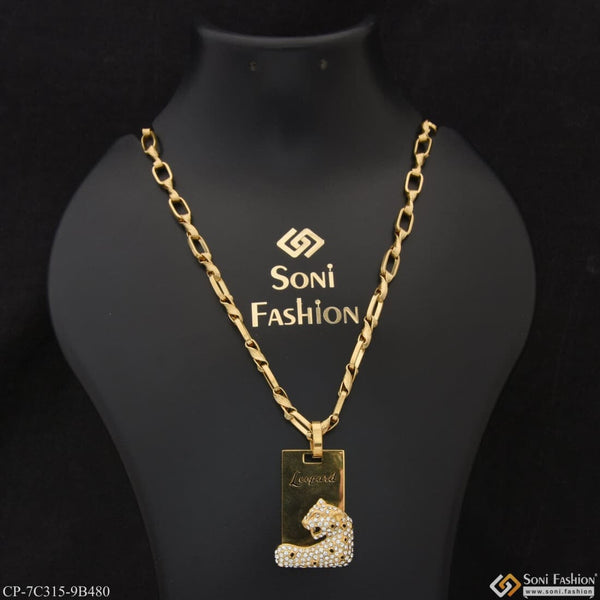 Leopard with Diamond Glamorous Design Chain Pendant Combo for Men (CP-C315-B480)