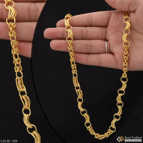 2 In 1 Unique Design Premium-grade Quality Gold Plated Chain For Men - Style C509