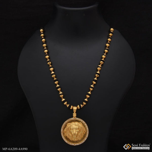 Lion Glamorous Design Gold Plated Rudraksha Mala With Pendant For Men (mp-a209-a990)