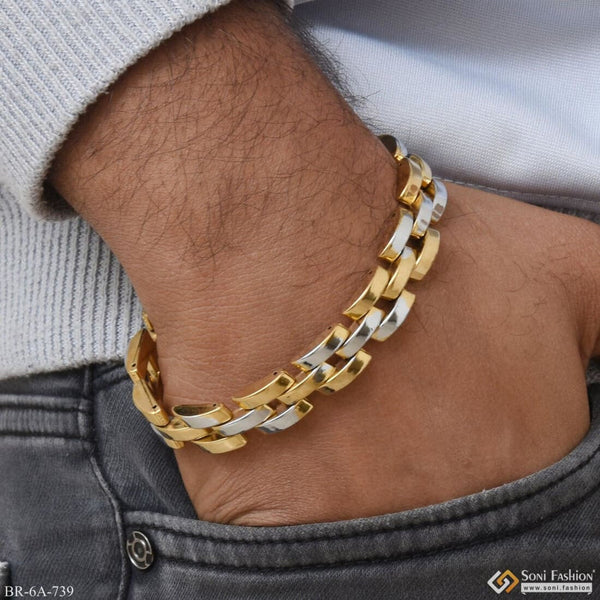 Delight Gold and Rhodium Plated Bracelet for Men - Style A739