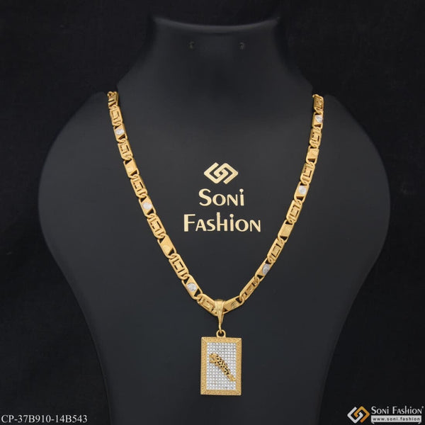 1 Gram Gold Plated Jaguar Artisanal Design Chain Pendant Combo for Men (CP-B910-B543)