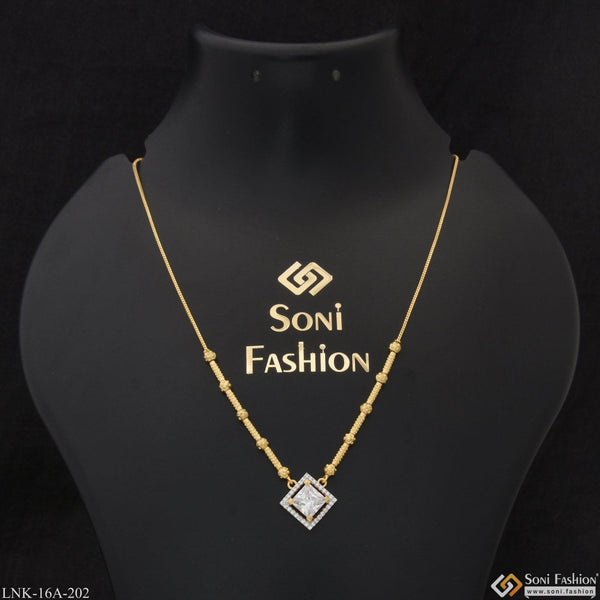 1 Gram Gold Plated White Stone Fashion-Forward Necklace for Ladies - Style A202