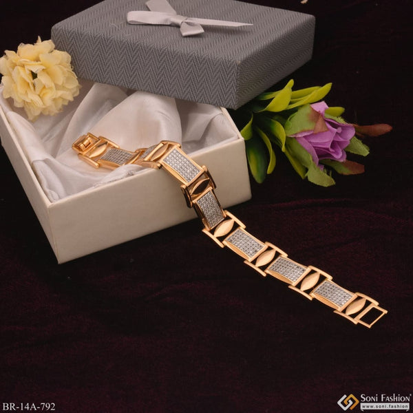 Stylish Gold and Silver Diomonds Texture with Attaractive Diomonds Design Bracelet - Style A792