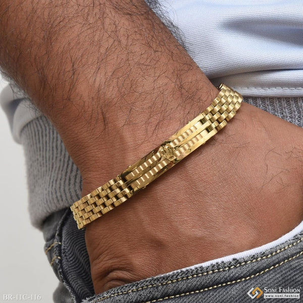 4 Line Superior Quality Unique Design Golden Color Bracelet for Men - Style C116