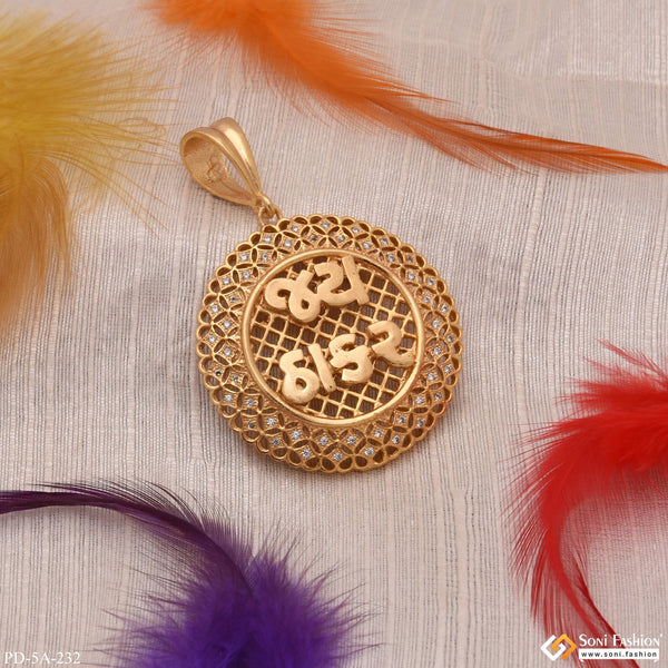 Jai Thakar Round with Diamond Lovely Design High Quality Gold Plated Pendant - Style A232