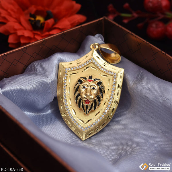 Lion Diamond Pendant Premium-Grade Quality Gold Plated for Men - Style A338