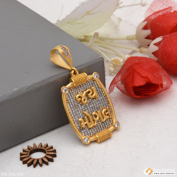 1 Gram Gold Plated Jay Mogal with Diamond Best Quality Pendant for Men - Style A958