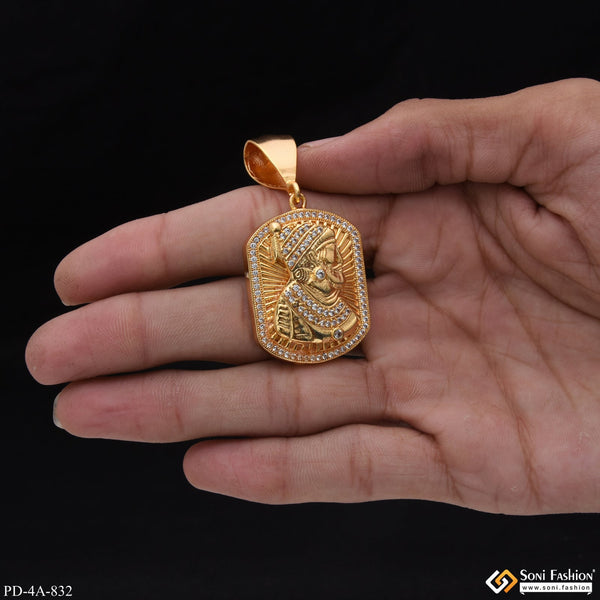 Chhatrapatti Shivaji Maharaj With Diamond Gold Plated Pendant For Men - Style A832