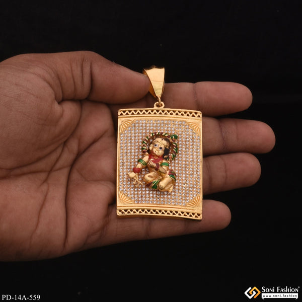 Krishna in Diamond Gold Plated Attractive Pendant - Style A559