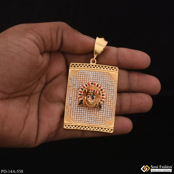 Very Big Hanumanji In Diamond Gold Plated Attractive Pendant - Style A558