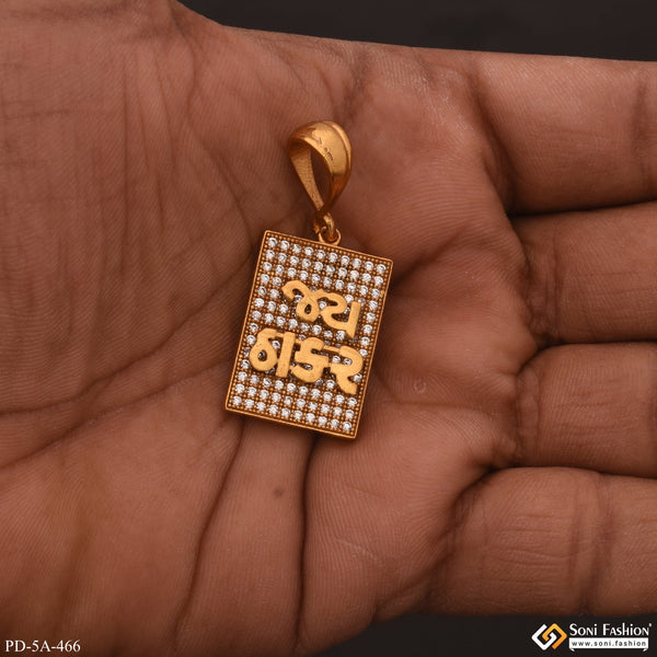 Jay Thakar Logo Gold Plated Pendant With Diamonds - Style A466