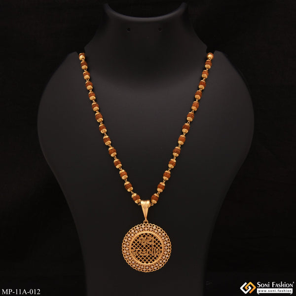 Jay Dwarkadhish With Diamond Gold Plated Rudraksha Mala With Pendant For Men - Style A012