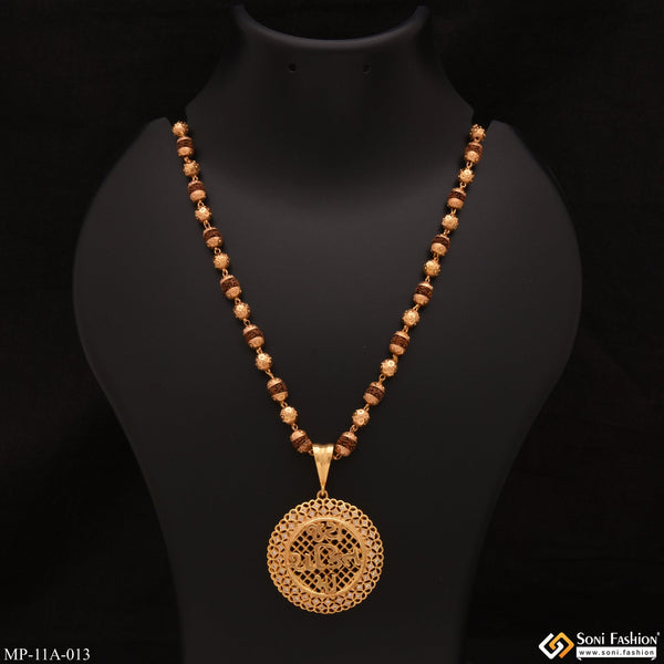 Jay Shakti Maa With Diamond Gold Plated Rudraksha Mala With Pendant - Style A013