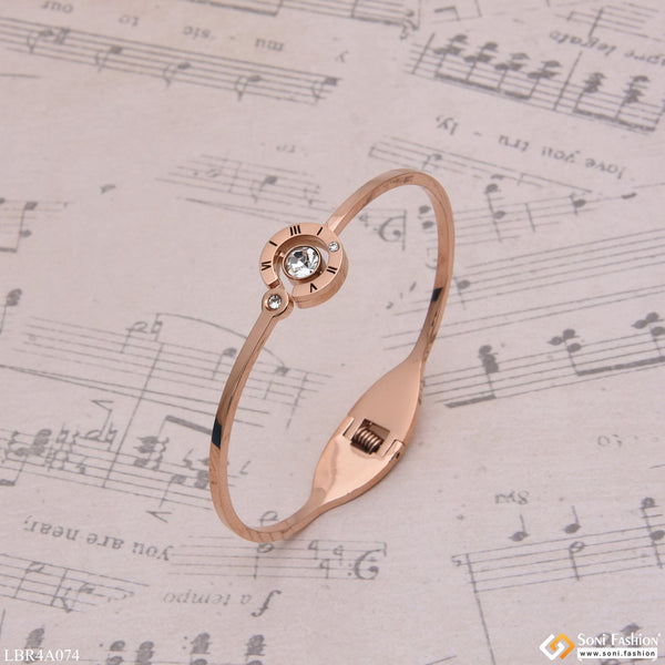 Roman Number With Diamond Charming Design Rose Gold Bracelet - Style Lbra074