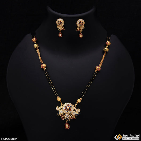 Lovely Design With Diamond Gold Plated Mangalsutra Set For Women - Style Lmsa005