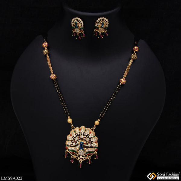 Peacock with Diamond New Style Gold Plated Mangalsutra Set for Lady - Style LMSA022