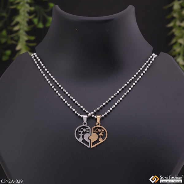 2 Love in Heart Lover Couple Chain with Pendant Set (2 pieces) - Style A029