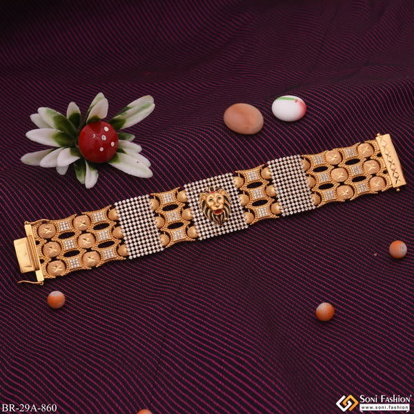 Lion Handmade Gold Plated 23 Diamonds Line Bracelet - Style A860