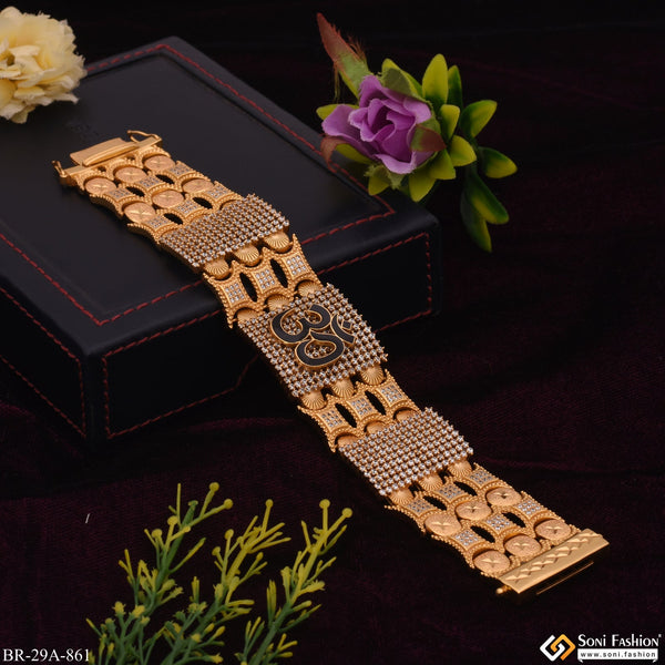 Om Handmade Gold Plated 23 Diamonds Line Bracelet - Style A861