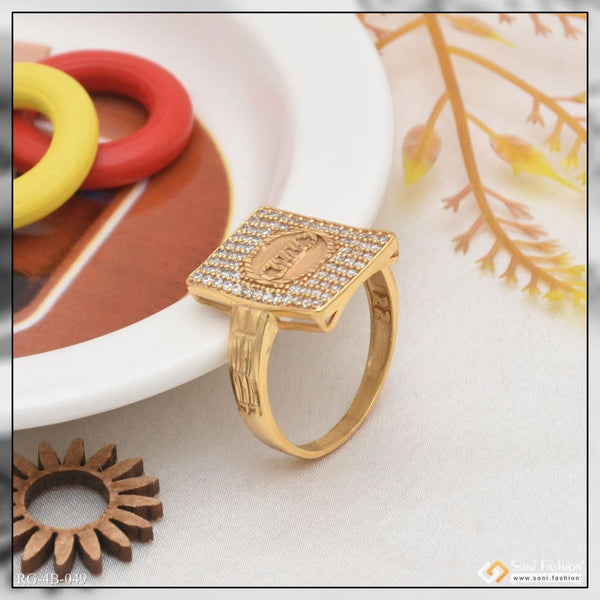 4 round with diamond sophisticated design gold plated ring