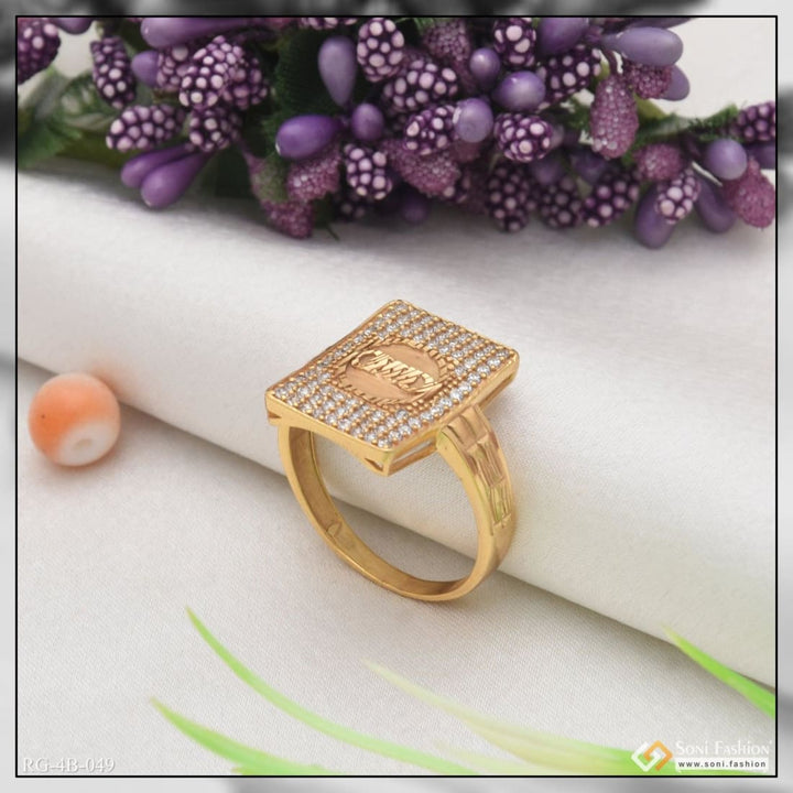 4 round with diamond sophisticated design gold plated ring