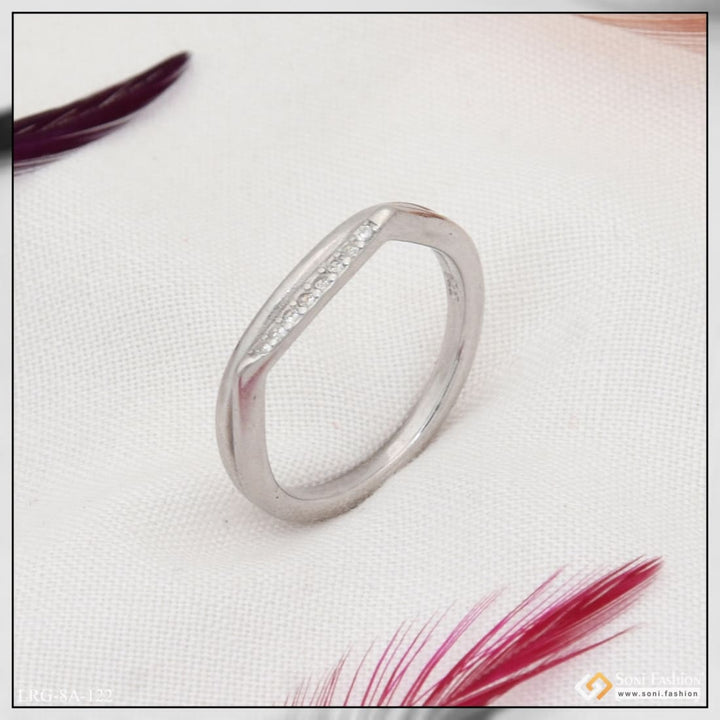 92.5 Sterling Silver Diamond Decorative Design Ring for Ladies - Style LRG-122