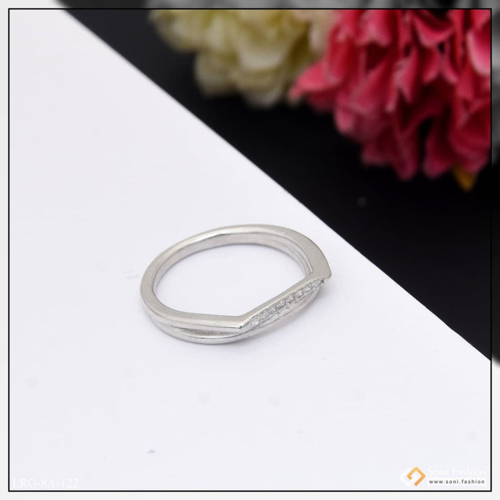 92.5 Sterling Silver Diamond Decorative Design Ring for Ladies