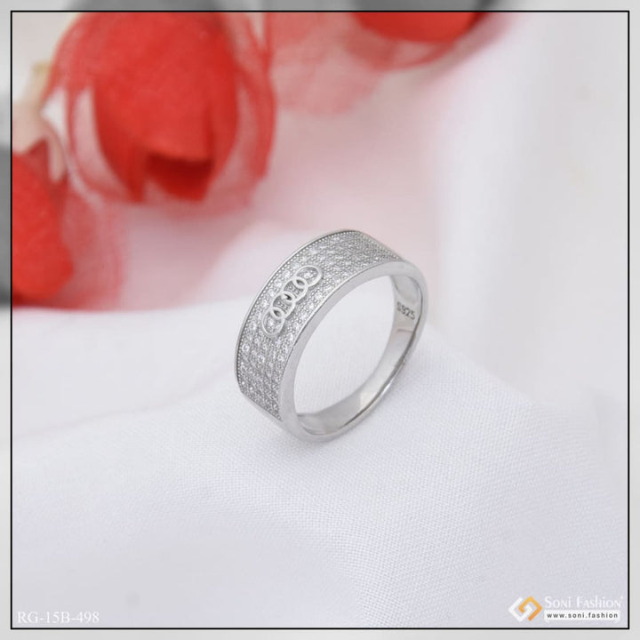 92.5 Sterling Silver With Diamond Extraordinary Design Ring