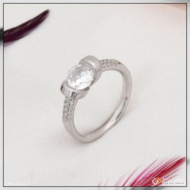 Sterling silver fashion forward ring with diamond - LRG-112