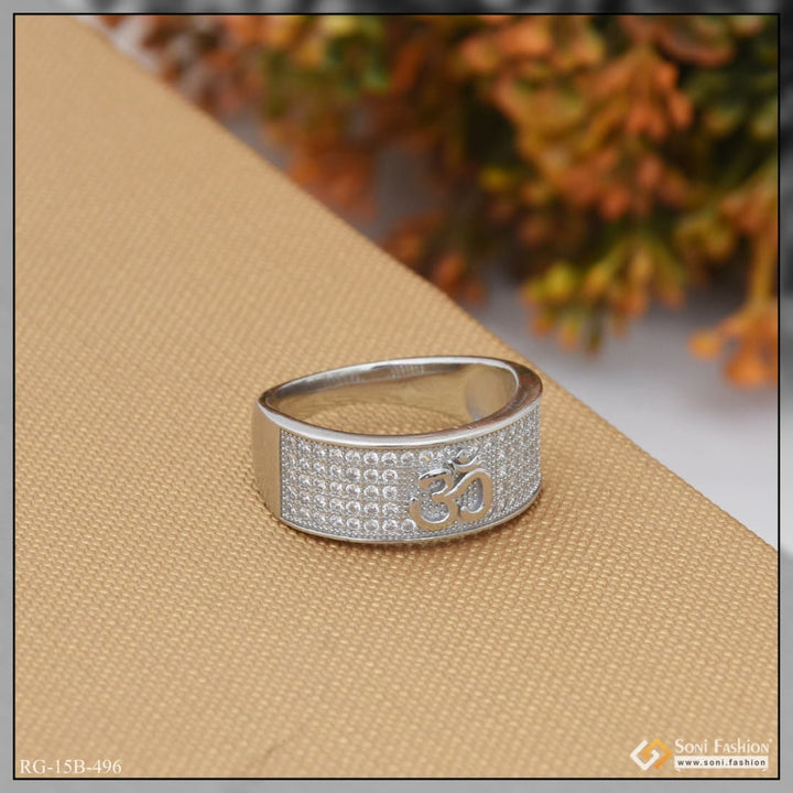 92.5 Sterling Silver With Diamond Fashionable Design Ring