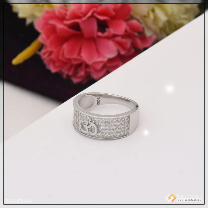 92.5 Sterling Silver With Diamond Fashionable Design Ring