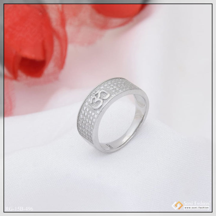 92.5 Sterling Silver With Diamond Fashionable Design Ring