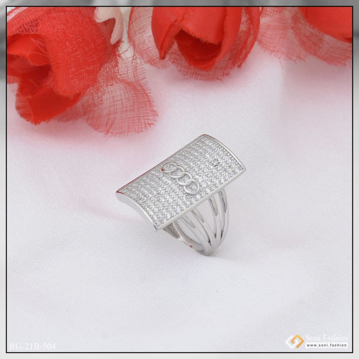 92.5 Sterling Silver With Diamond Fashionable Design Ring