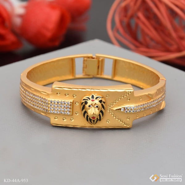 1 Gram Gold Forming Lion With Diamond Fashionable Design