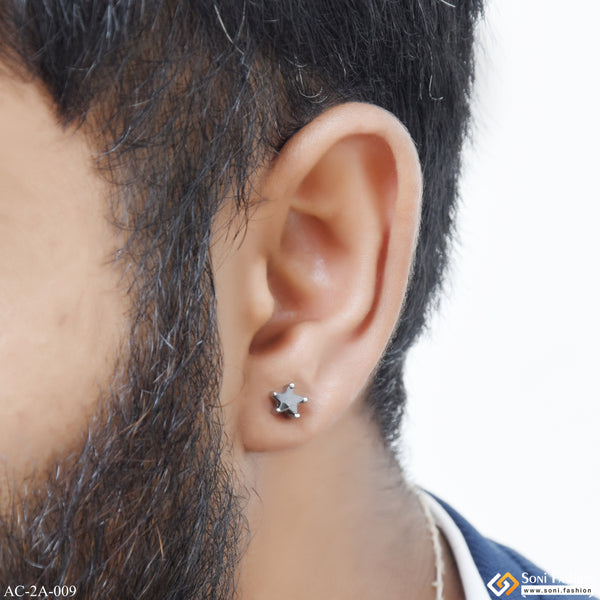 Black Stone Fabulous Design Surgical Steel Stud Earring for Men (1 Pc) - Style A009