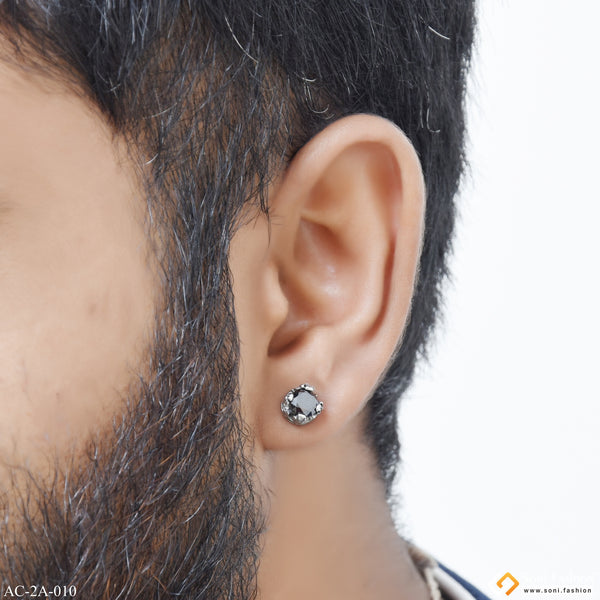 Black Stone Funky Design Surgical Steel Stud Earring for Men (1 Pc) - Style A010