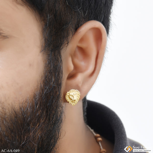 1 Gram Gold Plated Lion Latest Design Stud Earring for Men - Style A049