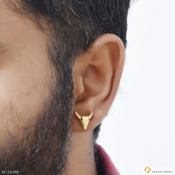 Golden Bull Skull Stainless Steel Stud Earring for Men (1 Pc) - Style A088