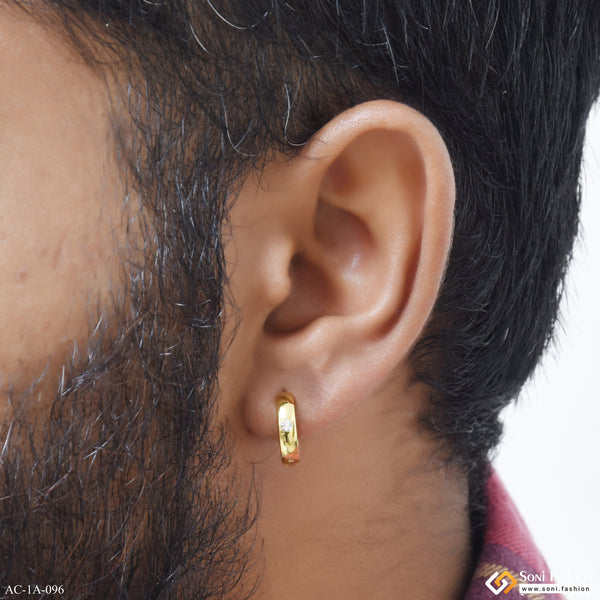 Golden Color Stainless Steel Stud Earring For Men (1 Pc) - Style A096