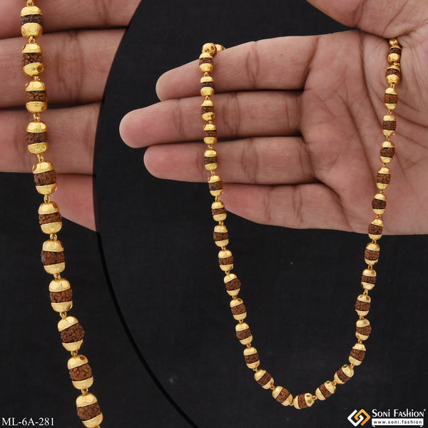 Artisanal Design Etched Design High-Quality Gold Plated Mala for Men - Style A281