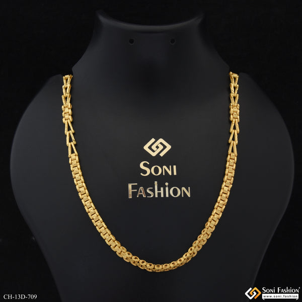 Artisanal Design Gold Plated Box Chain for Men - Style D709