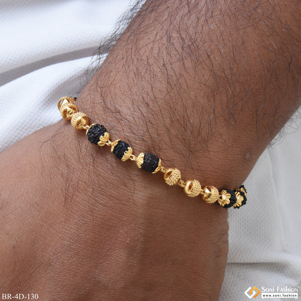 Attention-Getting Design Gold Plated Rudraksha Bracelet for Men - Style D130